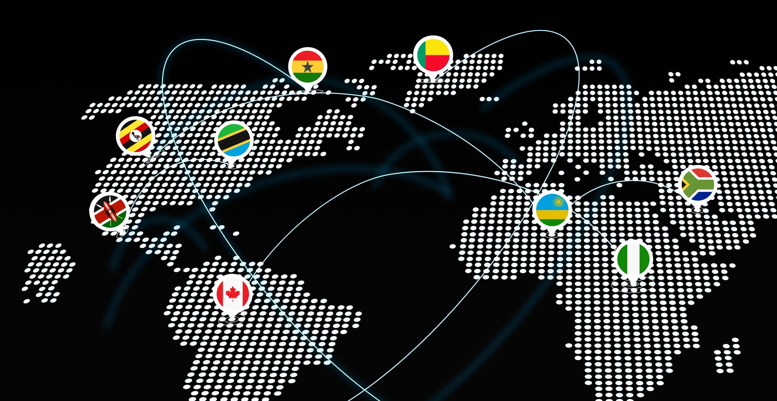 Map showing MigraPay's global money transfer network